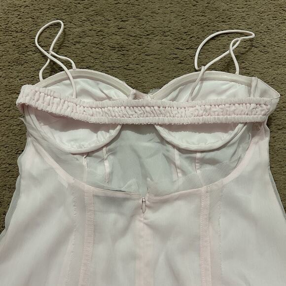 ASOS DESIGN US 6 Petite Cupped Paneled Chiffon Midi Pencil Dress w Cut Out - Picture 9 of 9